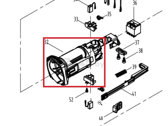 Корпус статора для болгарки WORTEX AG1209 (JD100-6-32)