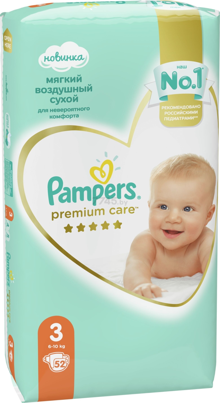 Подгузники PAMPERS Premium Care 3 Midi 6-10 кг 52 штуки (8001090606846) - Фото 4