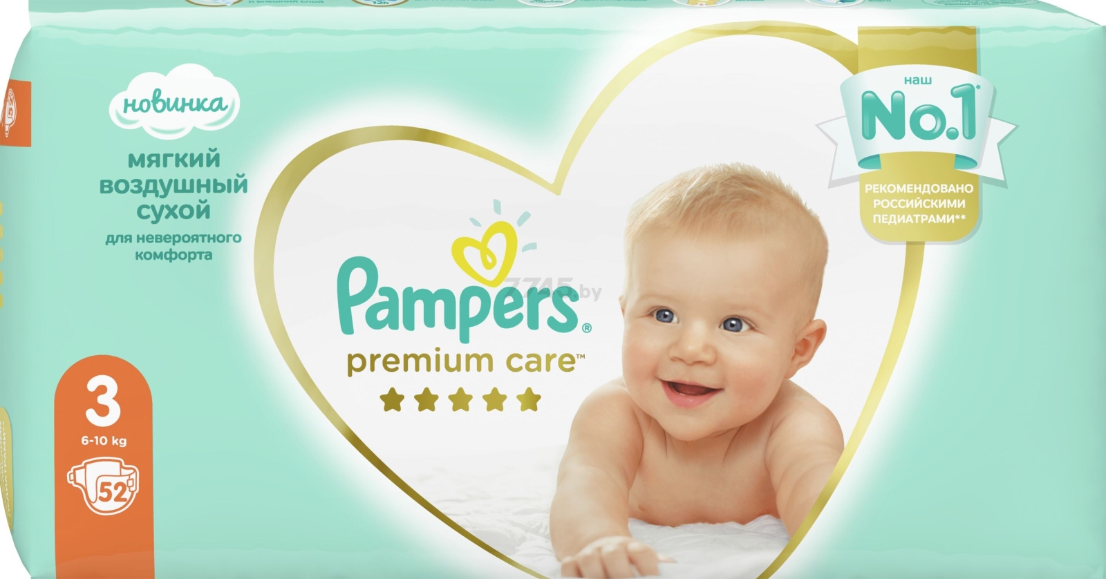 Подгузники PAMPERS Premium Care 3 Midi 6-10 кг 52 штуки (8001090606846) - Фото 2