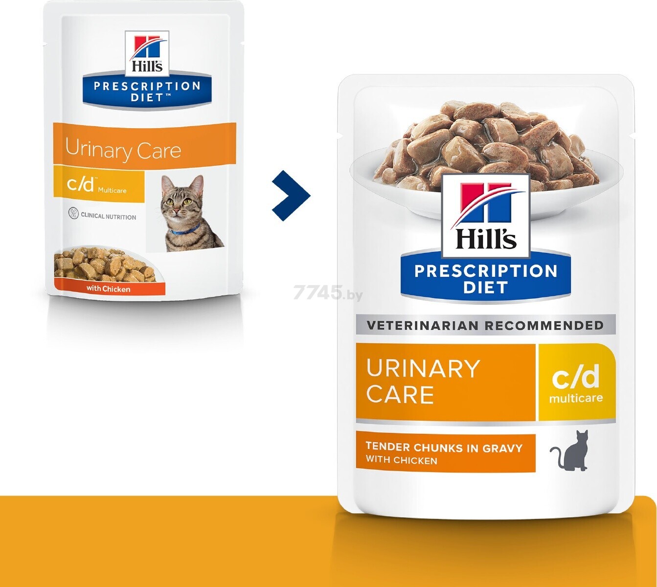 Влажный корм для кошек HILL'S Prescription Diet c/d Multicare Urinary Care курица пауч 85 г (52742340609) - Фото 2