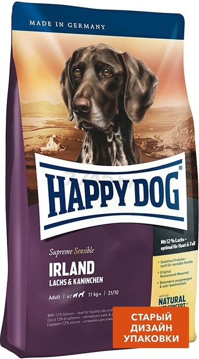 Сухой корм для собак HAPPY DOG Irland лосось и кролик 4 кг (03537) - Фото 2