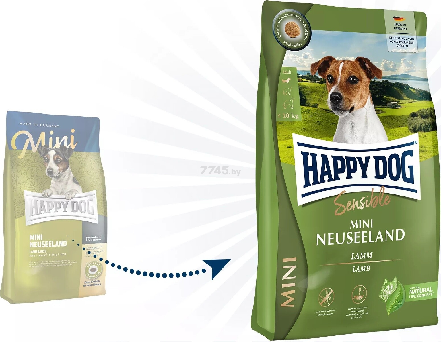 Сухой корм для собак HAPPY DOG Mini Neuseeland Lamm&Reis 10 кг (61226) - Фото 3