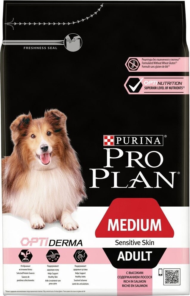 Сухой корм для собак PURINA PRO PLAN Medium Adult Sensitive Skin лосось с рисом 3 кг (7613035114777)