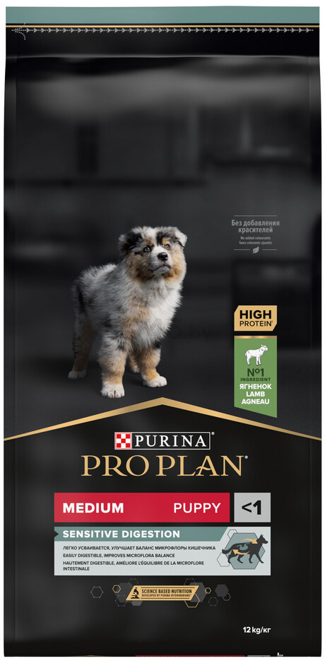 Сухой корм для щенков PURINA PRO PLAN Medium Puppy Sensitive Digestion ягненок с рисом 12 кг (7613035214767)