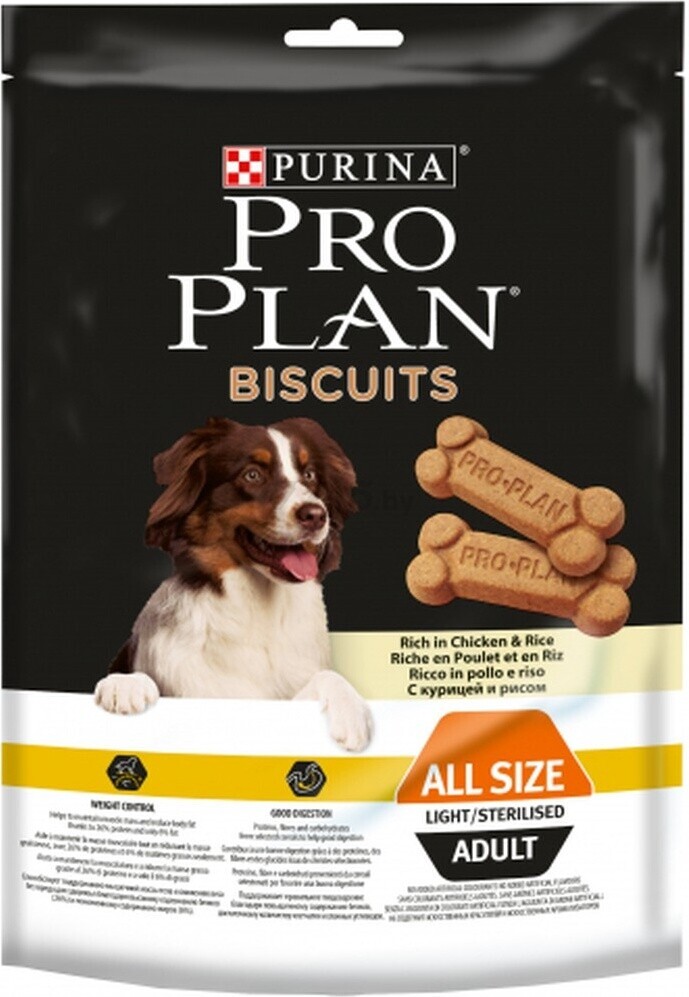 Лакомство для собак PURINA PRO PLAN Biscuits Light курица с рисом 400 г (4000487224889)