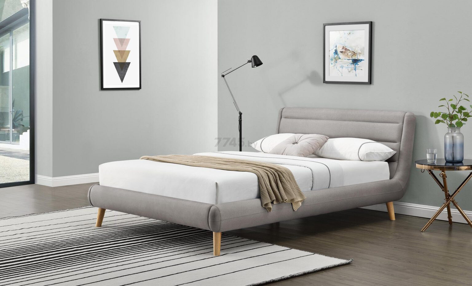 Кровать двуспальная HALMAR Elanda светло-серый 160х200 см (V-CH-ELANDA_160-LOZ-J.POPIEL)