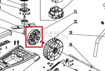 Колпак колеса заднего для газонокосилки WORTEX LM4018P (7103-304004)