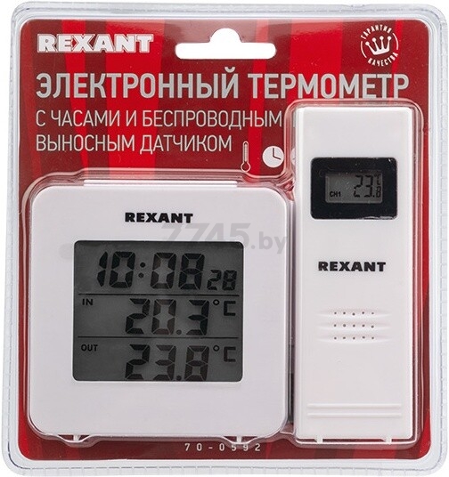 Электронный термометр с часами и беспроводным выносным датчиком REXANT (70-0592) - Фото 8