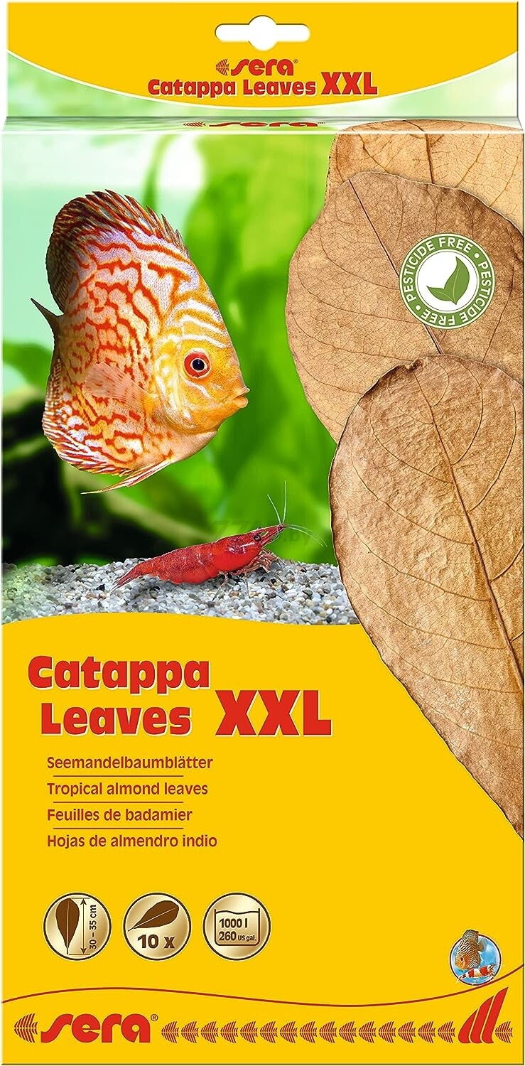 Листья индийского миндаля для аквариума SERA Catappa Leaves XXL 32 см 10 штук (32275)