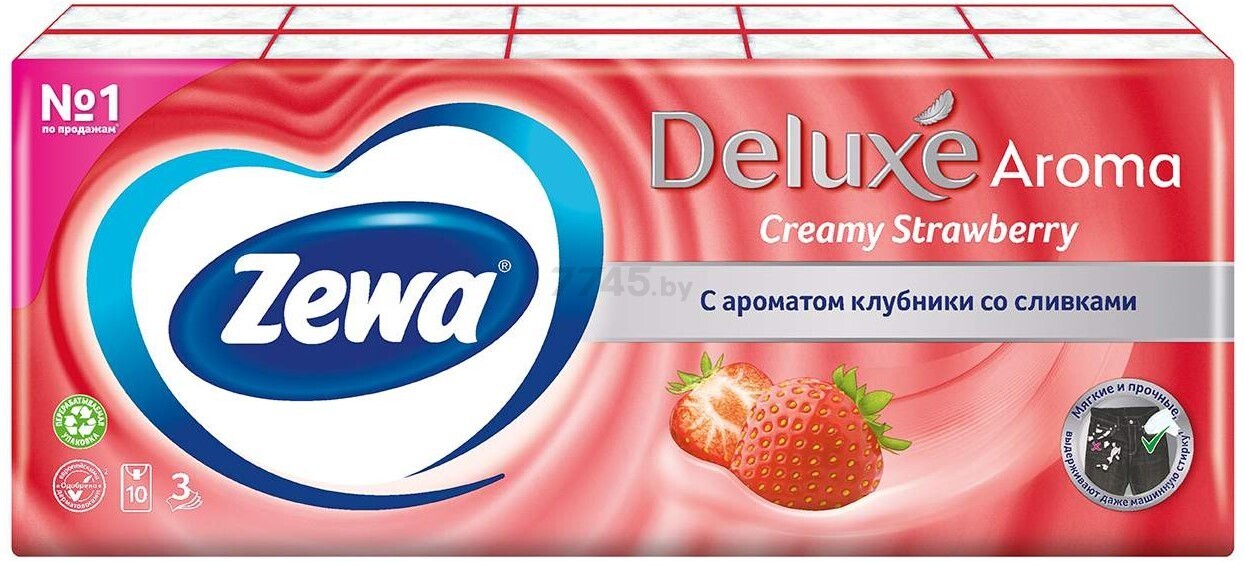 Платки носовые ZEWA Deluxe Creamy Strawberry 10 штук (0201121285) - Фото 3