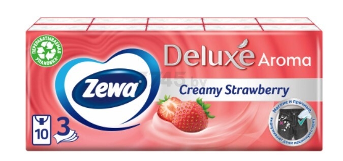 Платки носовые ZEWA Deluxe Creamy Strawberry 10 штук (0201121285) - Фото 2