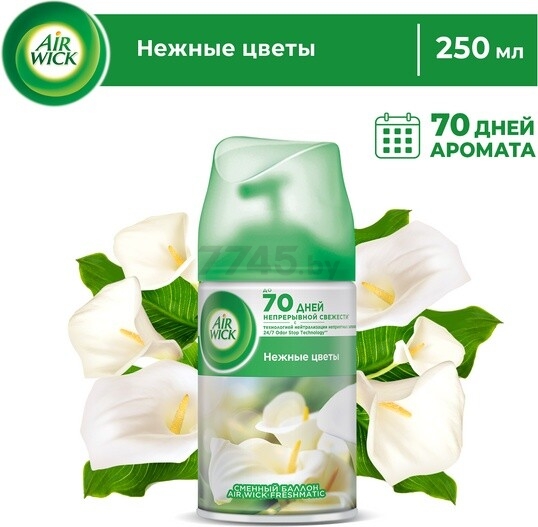 Освежитель воздуха AIR WICK Автоматический сменный баллон Freshmatic Нежные цветы 250 мл (4640018996085)