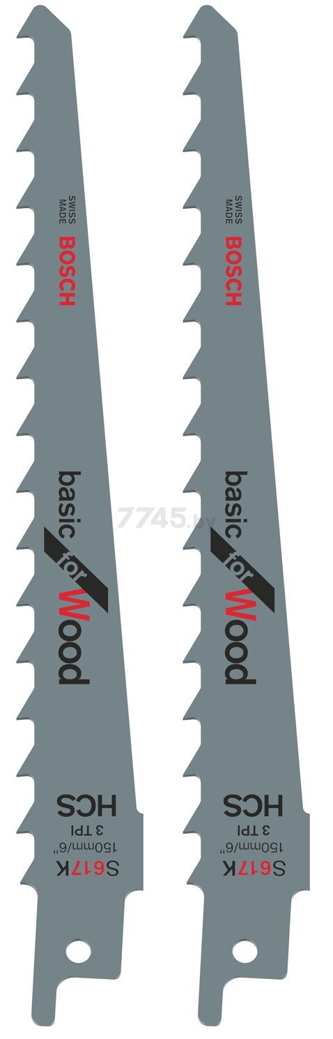 Полотно для сабельной пилы BOSCH Basic for Wood S617K 150 мм 2 штуки (2608650616)