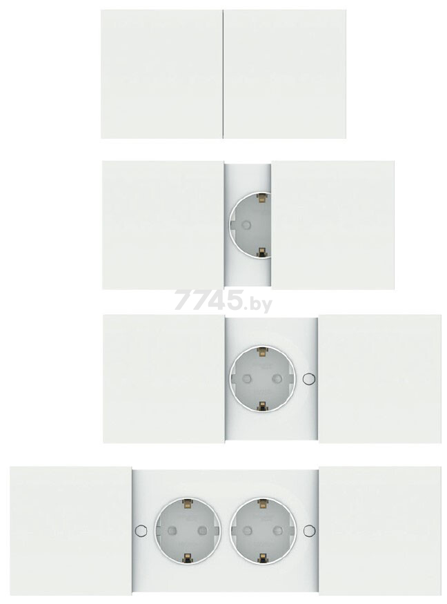 Розетка двойная скрытая со сдвижной крышкой SCHNEIDER ELECTRIC AtlasDesign жемчуг (ATN000428) - Фото 2