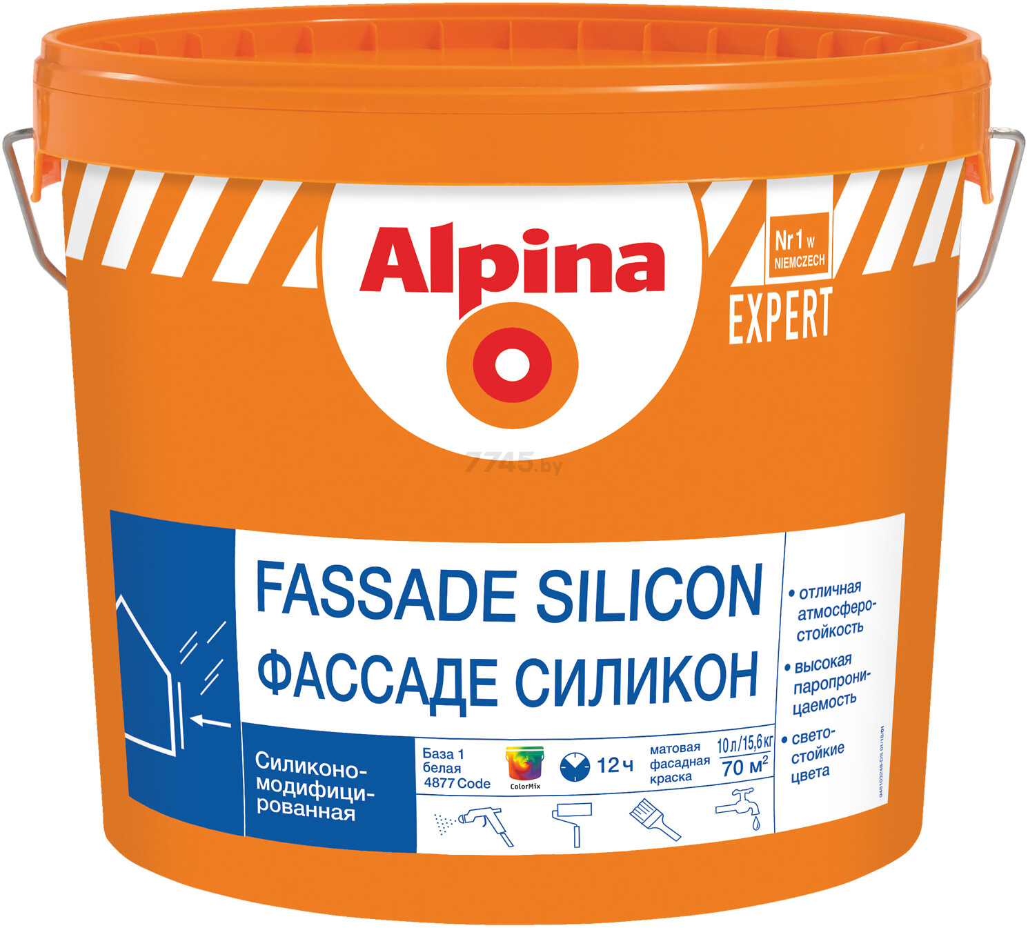 Краска латексная ALPINA Expert Fassade Silicon белая 15,6 кг (948103247)
