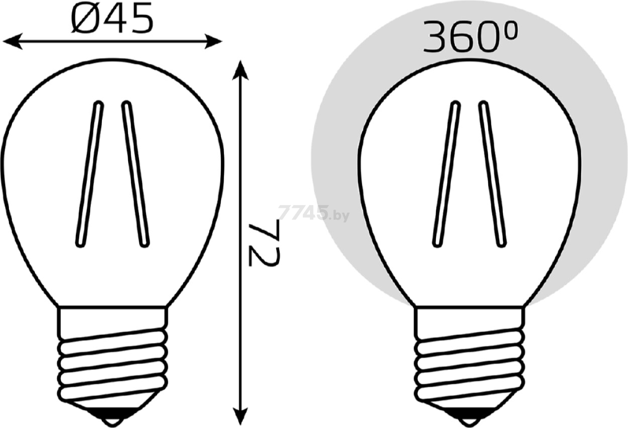 Лампа светодиодная филаментная E27 GAUSS 5 Вт 4100K (105802205) - Фото 6