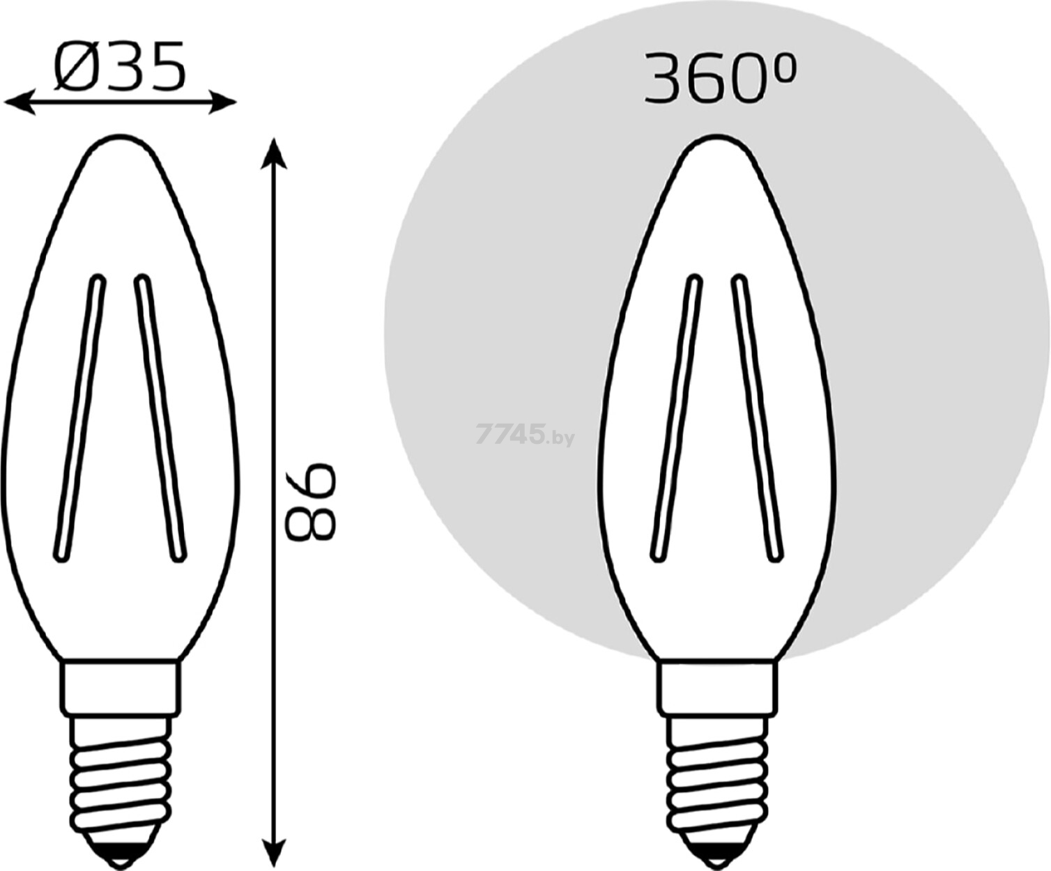 Лампа светодиодная филаментная E14 GAUSS 5 Вт 4100K (103801205) - Фото 6