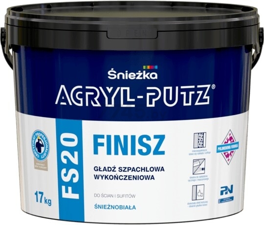 Шпатлевка полимерная финишная SNIEZKA Acryl-Putz FS20 Finisz белая 17 кг