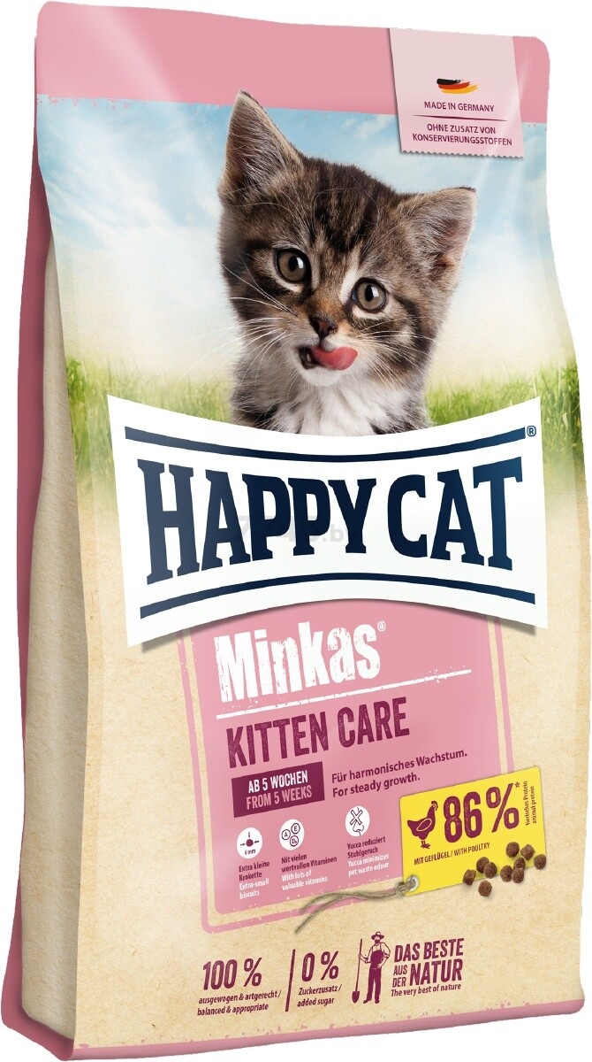 Сухой корм для котят HAPPY CAT Minkas Kitten Care домашняя птица 10 кг (70406)