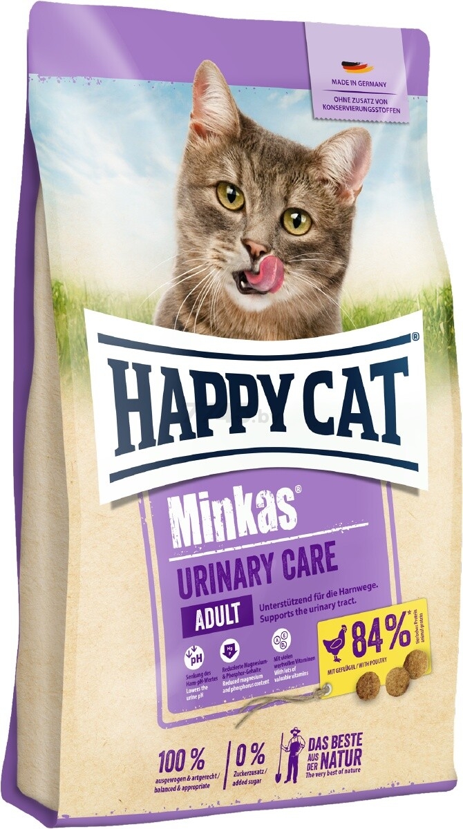 Сухой корм для кошек HAPPY CAT Adult Minkas Urinary Care домашняя птица 10 кг (70375)