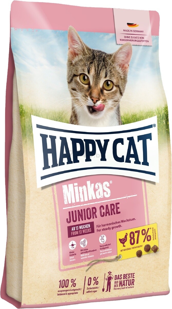 Сухой корм для котят HAPPY CAT Minkas Junior Care домашняя птица 10 кг (70373)
