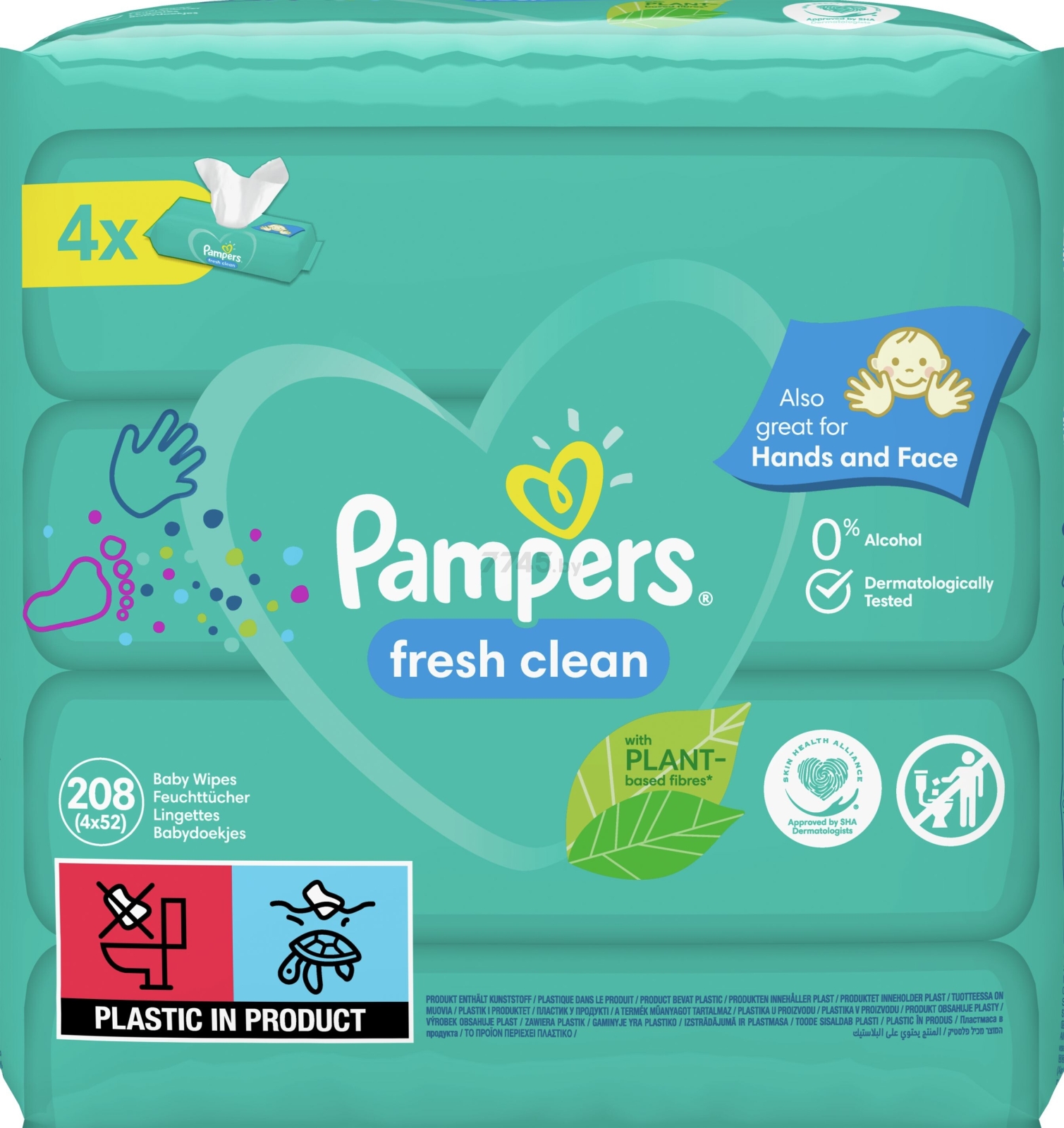 Салфетки влажные детские PAMPERS Fresh Clean 208 штук (8001841077949) - Фото 2