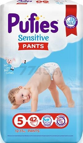 Подгузники-трусики PUFIES Pants Sensitive 5 Junior 12-17 кг 42 штуки
