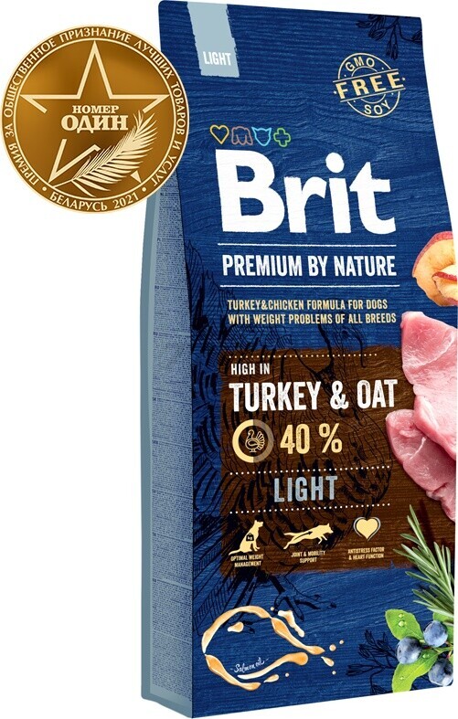 Сухой корм для собак BRIT Premium by Nature Light 15 кг (526604)
