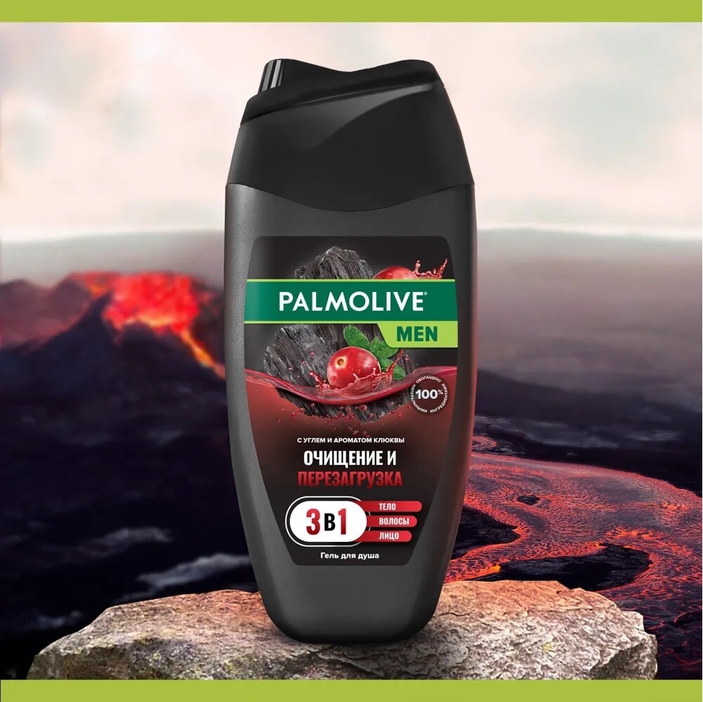 Гель для душа PALMOLIVE Men 4 в 1 Очищение и перезагрузка с углем и ароматом клюквы 250 мл (8718951323605) - Фото 5