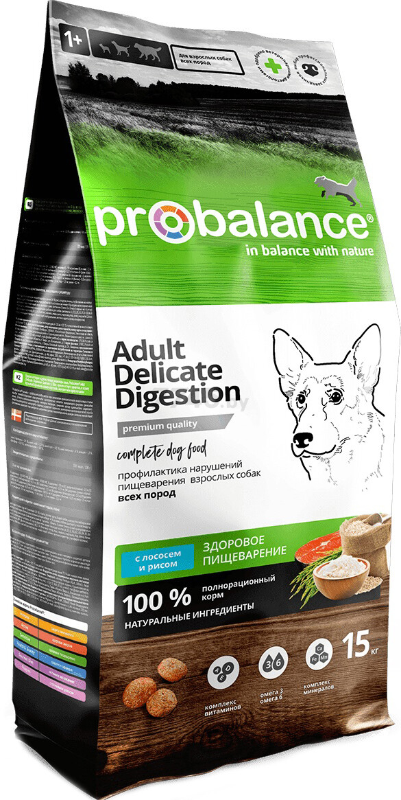 Сухой корм для собак PROBALANCE Delicate Digestion лосось с рисом 15 кг (4640011981835)