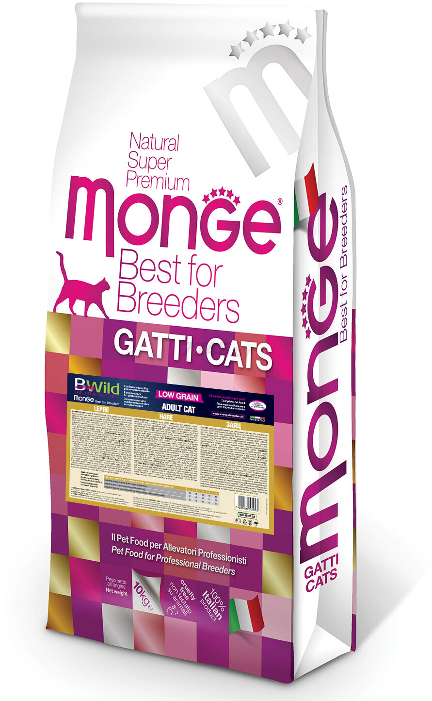 Сухой корм для кошек MONGE BWild Low Grain Adult заяц 10 кг (8009470004923)