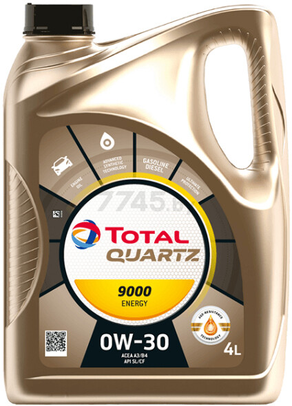 Моторное масло 0W30 синтетическое TOTAL Quartz 9000 Energy 4 л (213687)