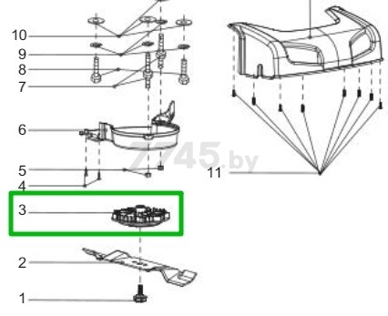 Крыльчатка-держатель ножа для газонокосилки MAKITA ELM4610/ELM4611 (671005057)