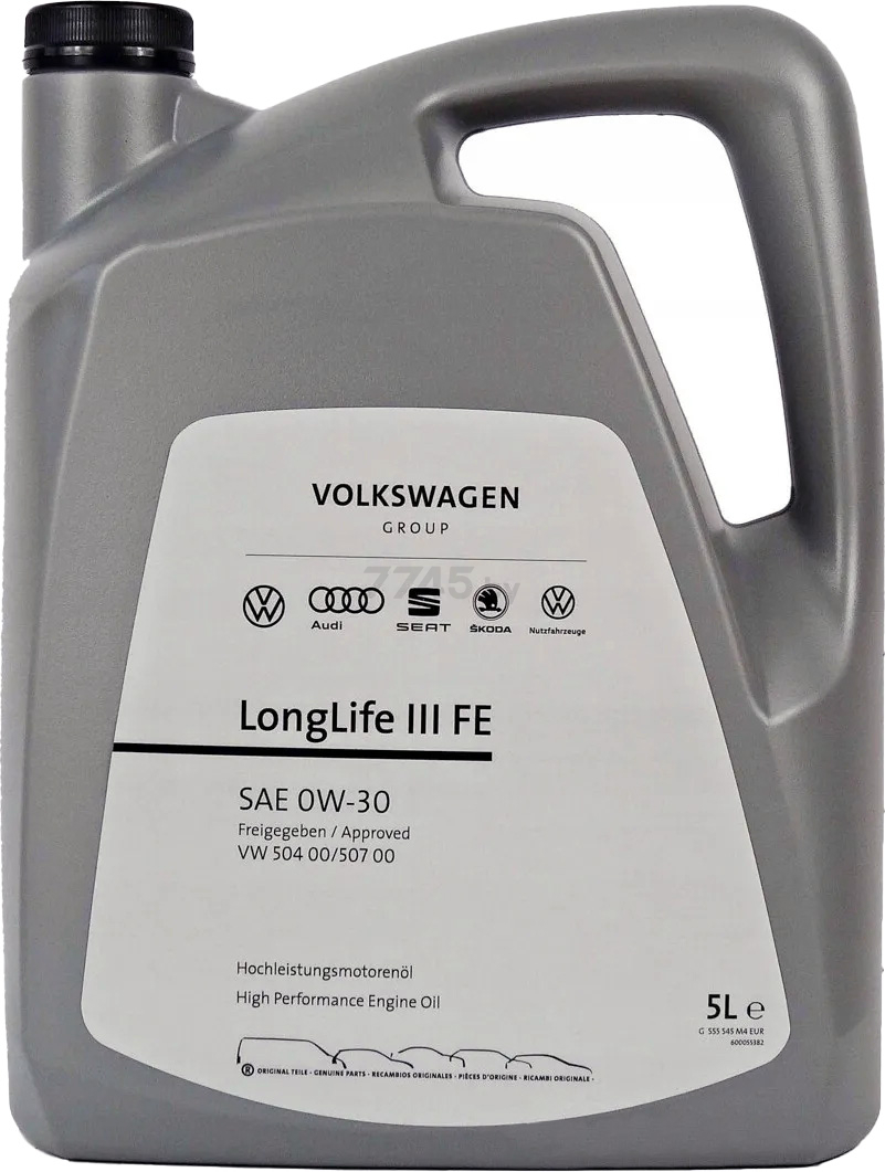 Моторное масло 0W30 синтетическое VAG Longlife III FE 5 л (GS55545M4)