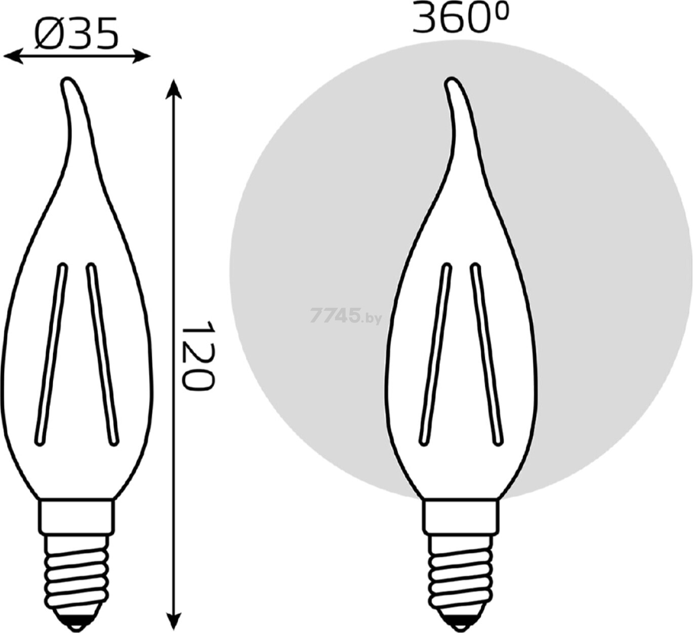 Лампа светодиодная филаментная E14 GAUSS tailed 5 Вт 4100K диммируемая (104801205-D) - Фото 6