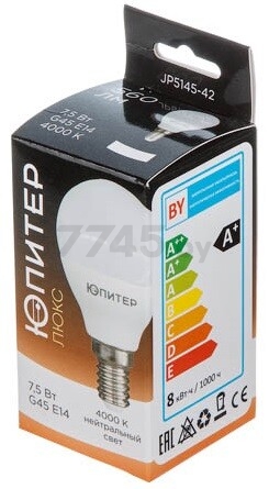 Лампа светодиодная E14 ЮПИТЕР Люкс G45 7,5 Вт 4000К (JP5145-42) - Фото 2