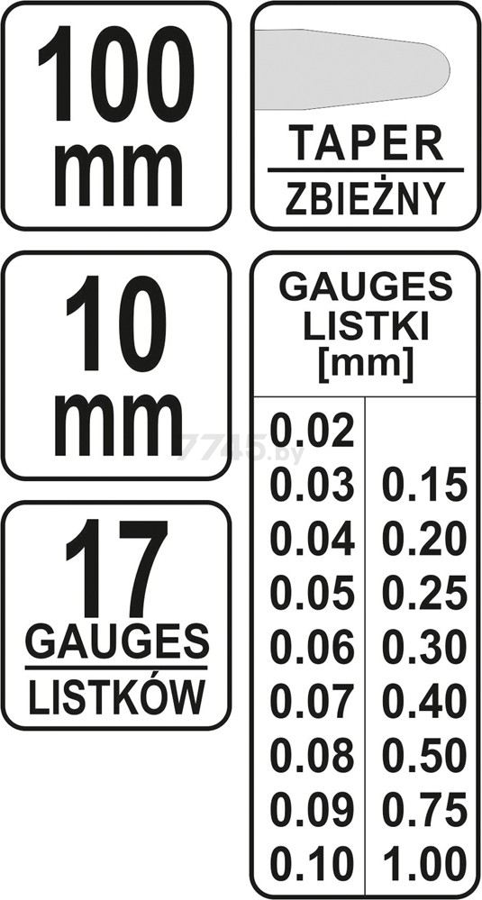 Набор щупов 0,02-1 мм 17 предметов YATO (YT-7220) - Фото 3
