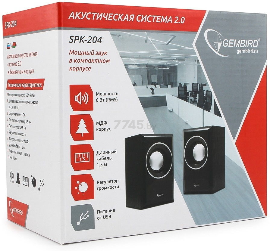 Акустическая система GEMBIRD SPK-204 Black - Фото 5