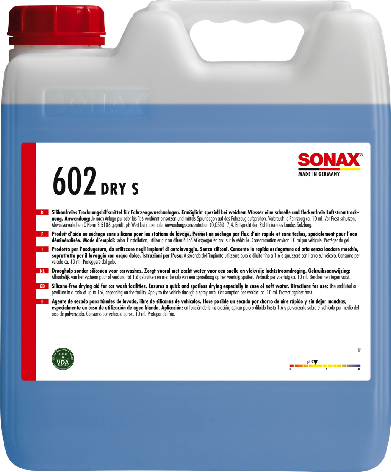 Воск для автомобиля SONAX Dry S 10 л (602600)