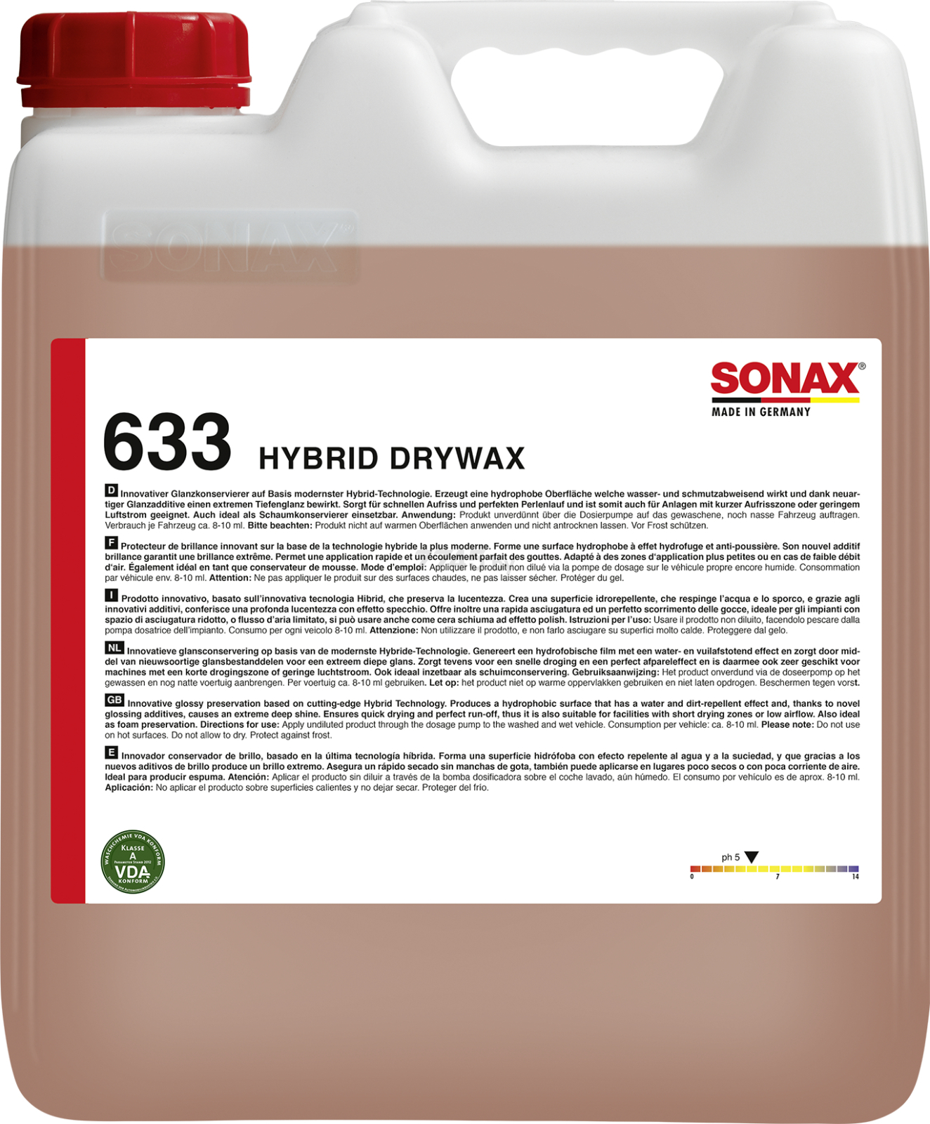 Воск для автомобиля SONAX Hybrid Drywax 10 л (633600)