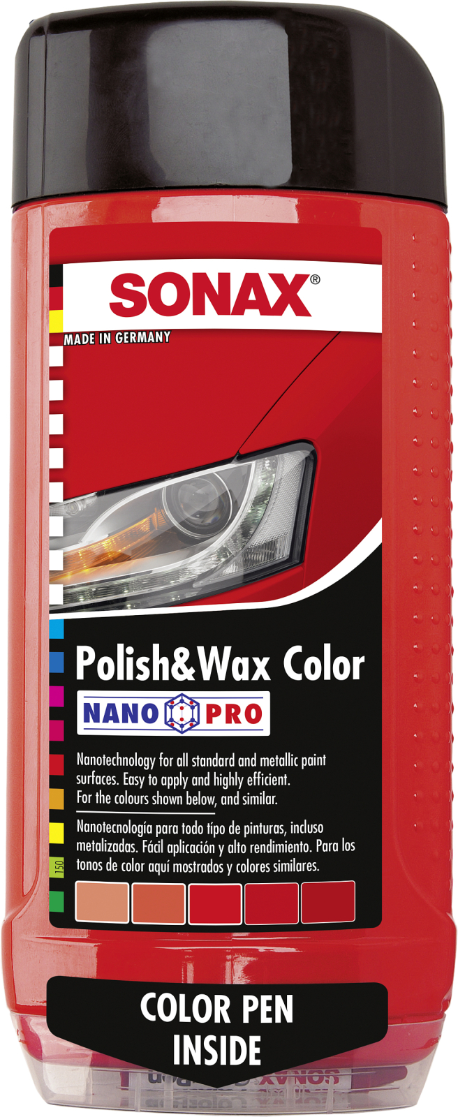 Полироль SONAX Polish & Wax Color красный 500 мл (296400)