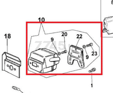 Глушитель в сборе для бензопилы OLEO-MAC 956, 962 (50022044R) - Фото 4