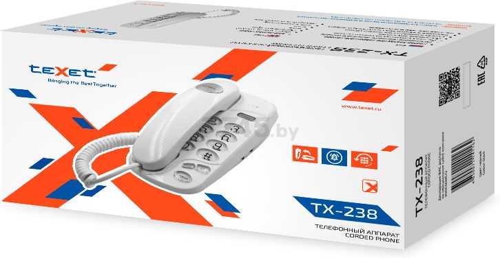 Телефон домашний проводной TEXET TX-238 White - Фото 11