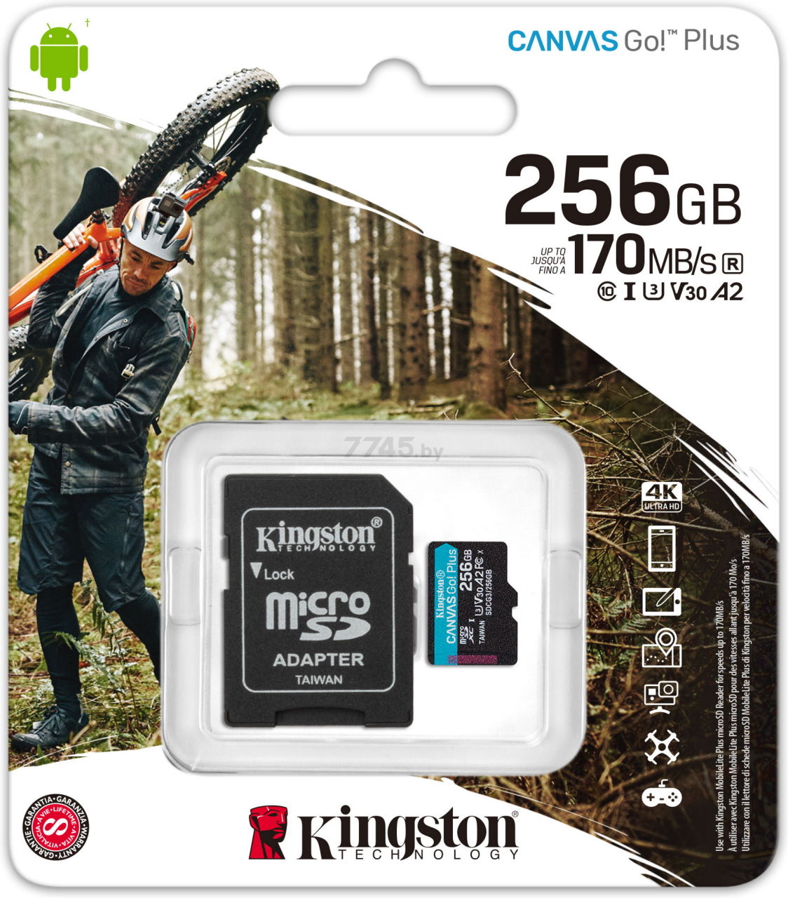 Карта памяти KINGSTON Canvas Go! Plus microSDXC 256Gb с адаптером SD (SDCG3/256GB) - Фото 3