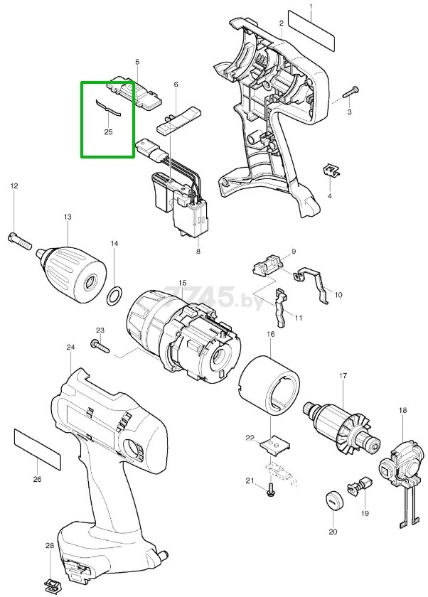 Пружина плоская для дрели шуруповерта MAKITA 6319D (232220-0)