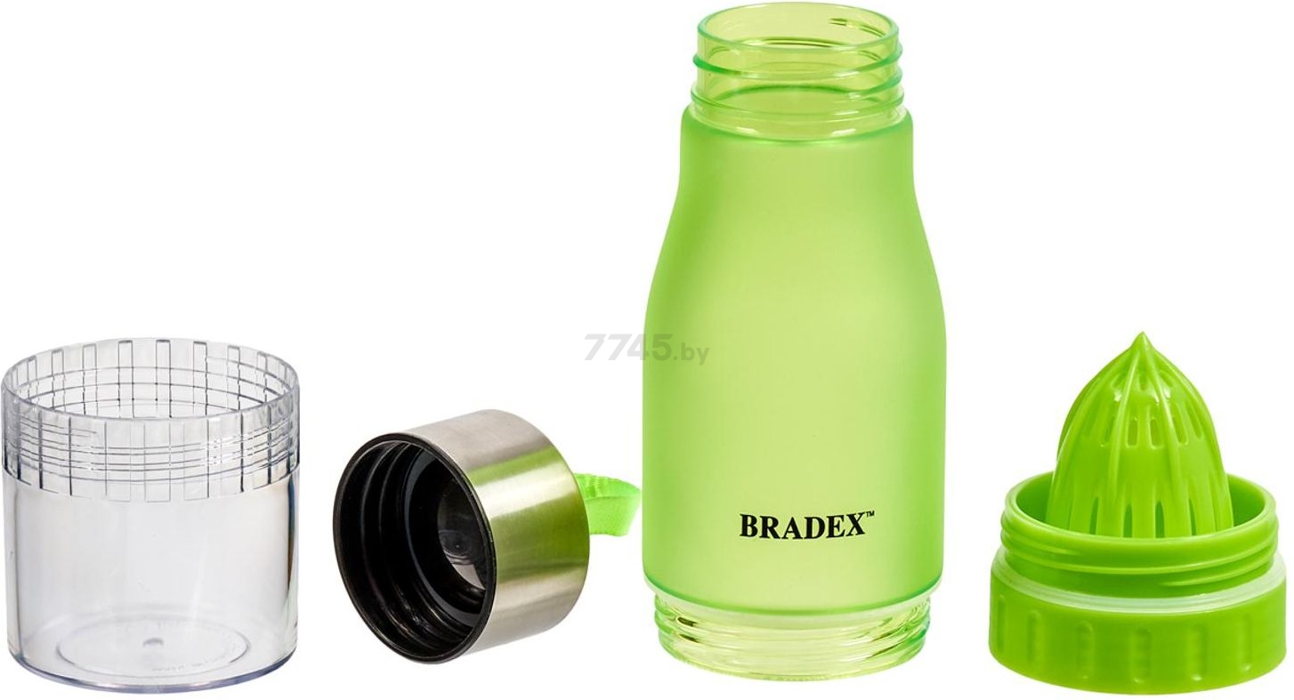 Бутылка для воды 0,6 л BRADEX с соковыжималкой салатовый (SF 0520) - Фото 3