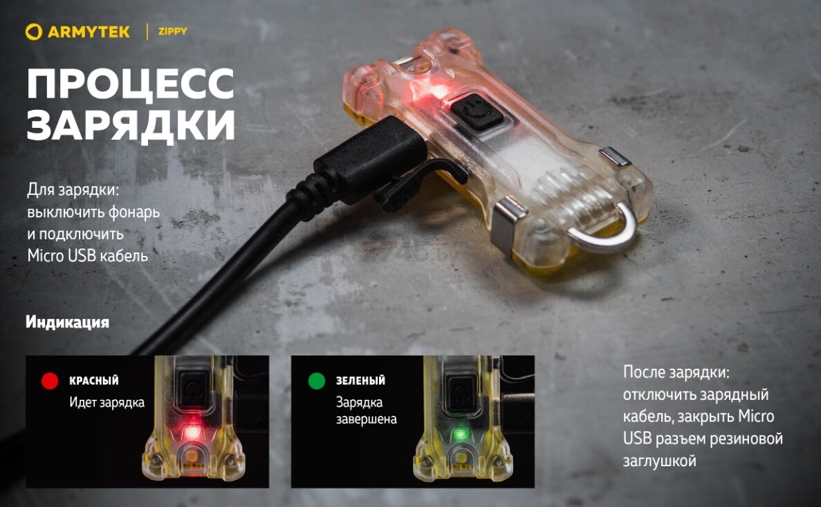 Фонарь светодиодный аккумуляторный ARMYTEK Zippy Зеленый (F06001GR) - Фото 13