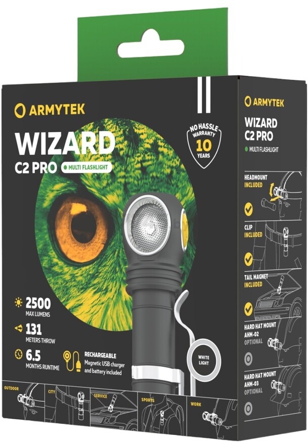 Фонарь светодиодный ARMYTEK Wizard C2 Pro Magnet USB белый свет (F08701C) - Фото 35