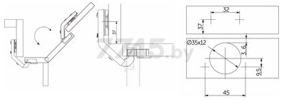 Петля мебельная без доводчика AKS кухонная угловая (11128) - Фото 3