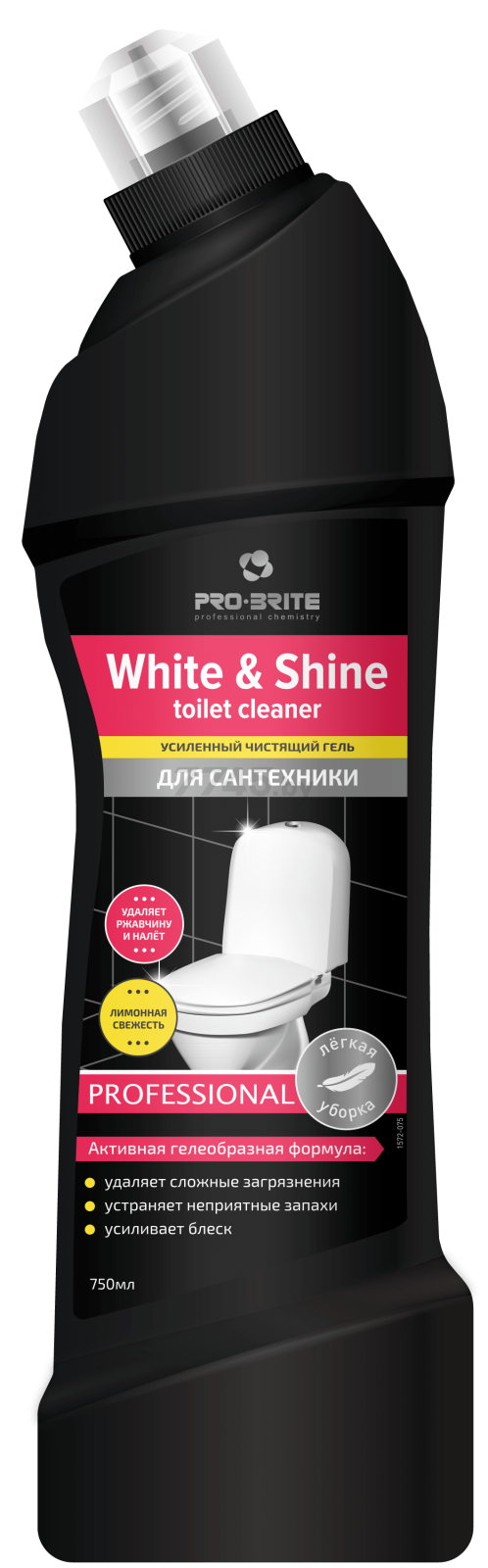 Средство чистящее для ванны PRO-BRITE White & Shine Toilet Сleaner лимонная свежесть 0,75л (1572-075)